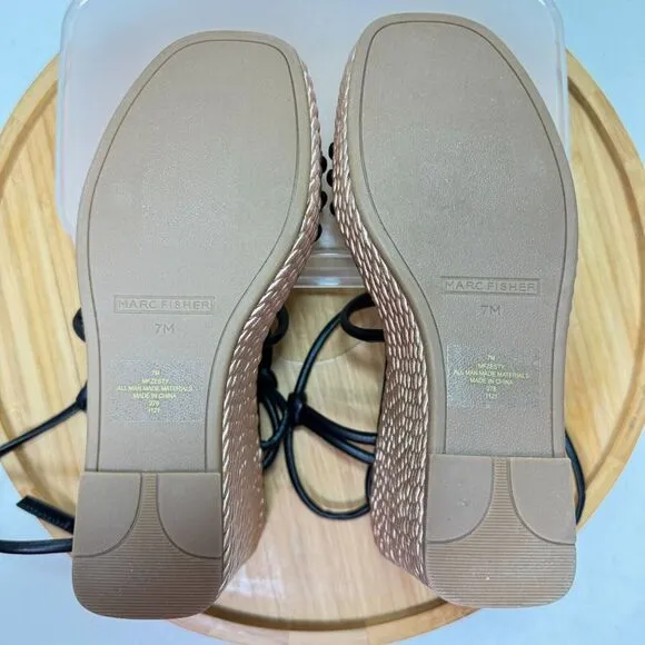 Marc Fisher Zesty Wedge Heel Sandal 7 Strappy Rope Beach Preppy Boho Resort Wear