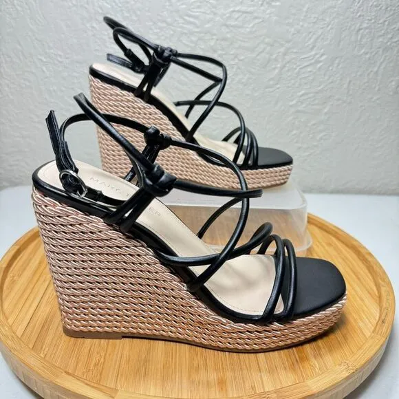 Marc Fisher Zesty Wedge Heel Sandal 7 Strappy Rope Beach Preppy Boho Resort Wear