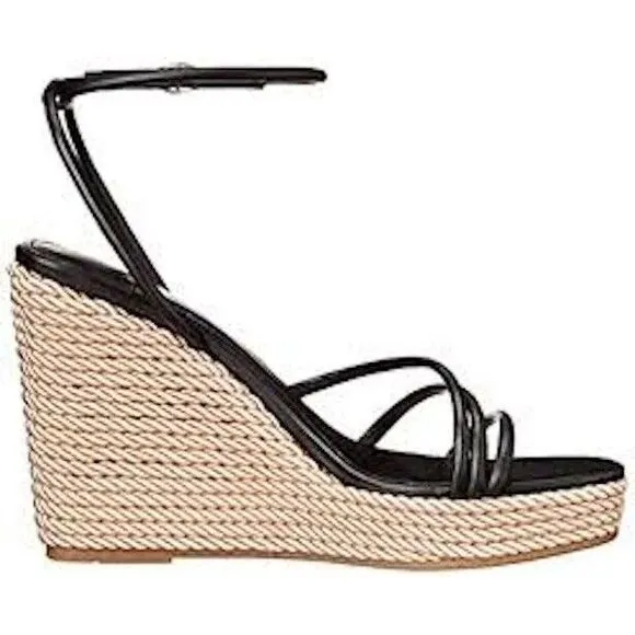 Marc Fisher Zesty Wedge Heel Sandal 7 Strappy Rope Beach Preppy Boho Resort Wear