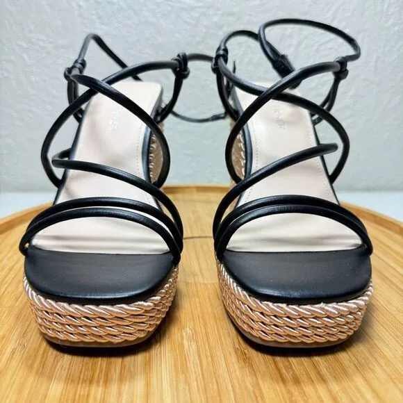 Marc Fisher Zesty Wedge Heel Sandal 7 Strappy Rope Beach Preppy Boho Resort Wear