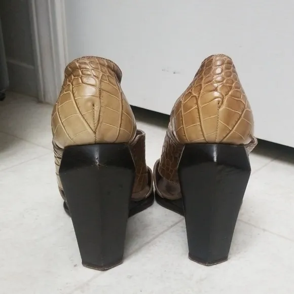 MARC JACOBS Croc High Heel Wedges Strappy Sandals