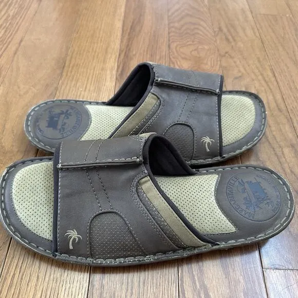 Margaritaville Soles Of The Tropics Mens Size 10 St Martin Brown Slide On Sandal