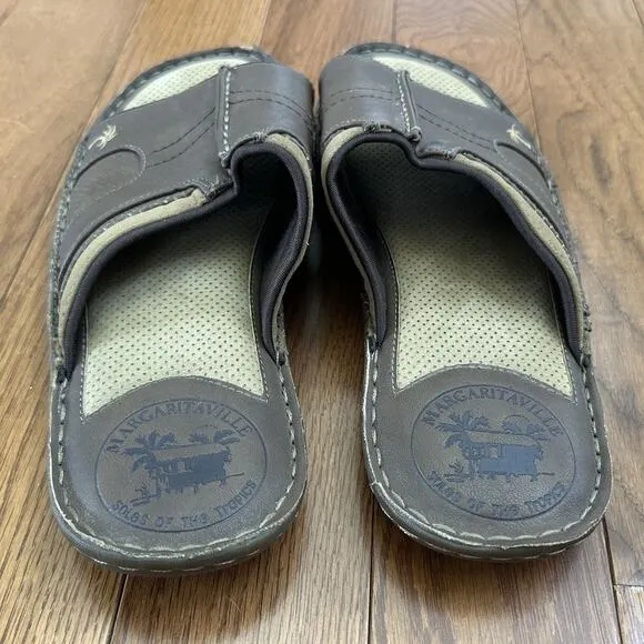 Margaritaville Soles Of The Tropics Mens Size 10 St Martin Brown Slide On Sandal