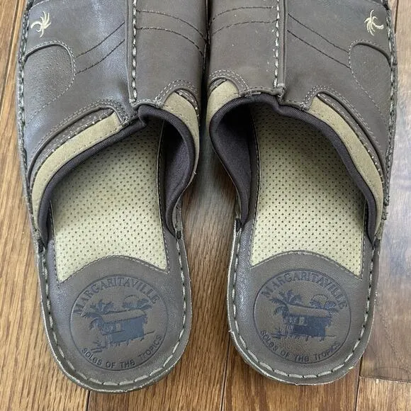 Margaritaville Soles Of The Tropics Mens Size 10 St Martin Brown Slide On Sandal