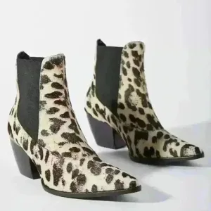 Matisse Anthropologie Golden Gate Calf Hair Boots in Snow Leopard