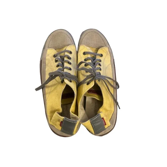 Men 12 Eric Meyer Medium Group Lace-Up Leather Sneakers Shoes Yellow Brown
