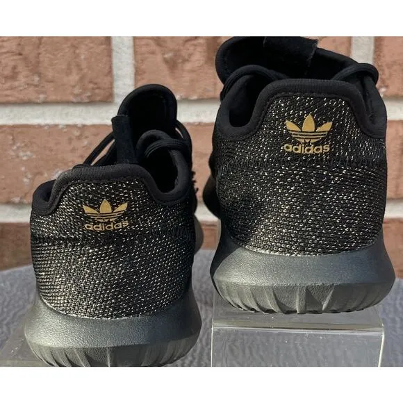 Men's Adidas Tubular Black and Gold Sparkle Athletic Sneaker Size 5