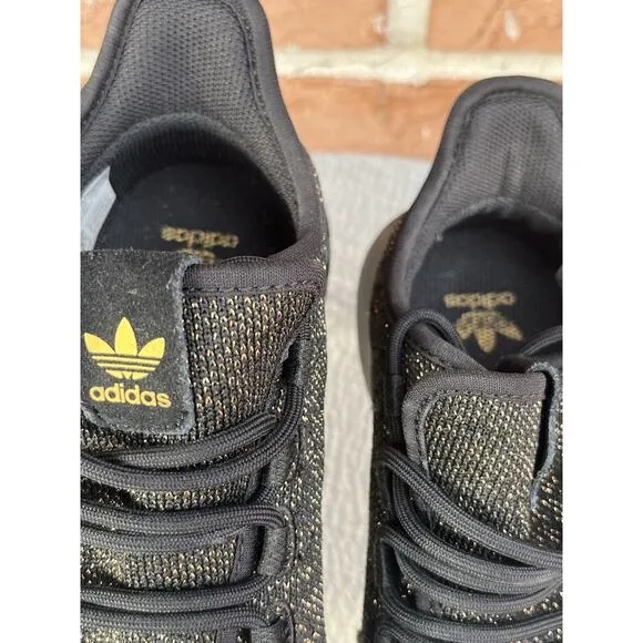 Men's Adidas Tubular Black and Gold Sparkle Athletic Sneaker Size 5