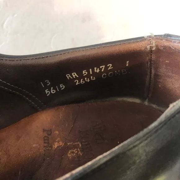 Mens ALLEN EDMONDS Park Avenue Black Leather Cap Toe Oxford Shoes sz 13 AA