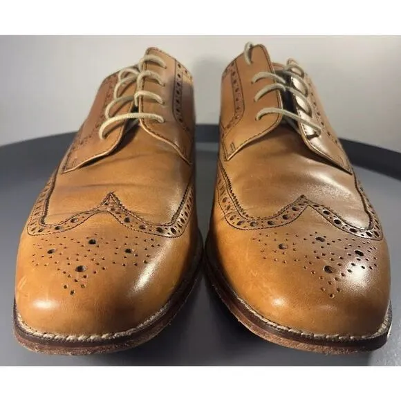 Men's Cole Haan Wingtip Brouge British Tan Giraldo Sz 12m Made in India CO9303