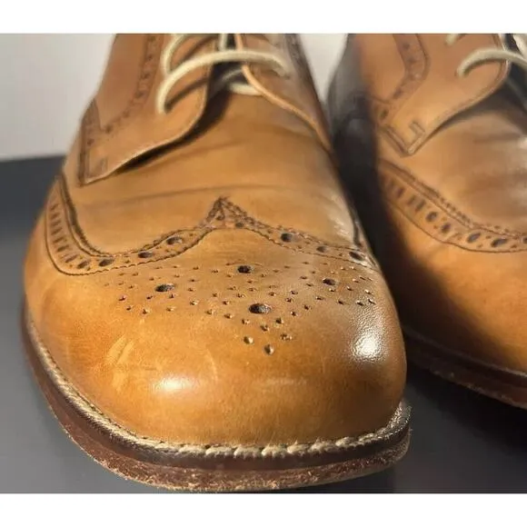 Men's Cole Haan Wingtip Brouge British Tan Giraldo Sz 12m Made in India CO9303