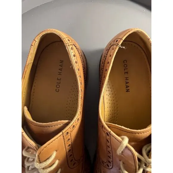 Men's Cole Haan Wingtip Brouge British Tan Giraldo Sz 12m Made in India CO9303