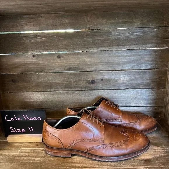 Mens Cole Haan Harrison Grand OS Brown‎ Wingtip Brogue Leather Shoes Size 11 M