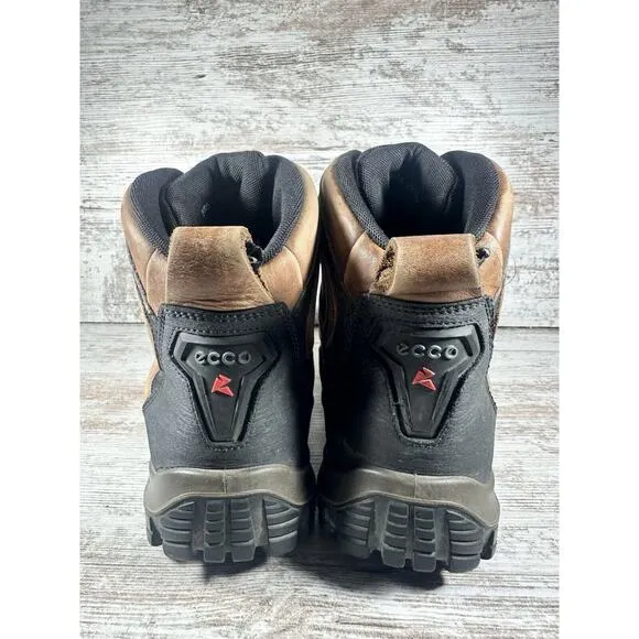 Men's ECCO GORE-TEX Brown Leather Hiking Boots Sz EUR 43/US 9