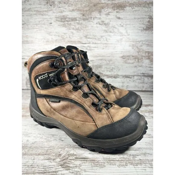Men's ECCO GORE-TEX Brown Leather Hiking Boots Sz EUR 43/US 9