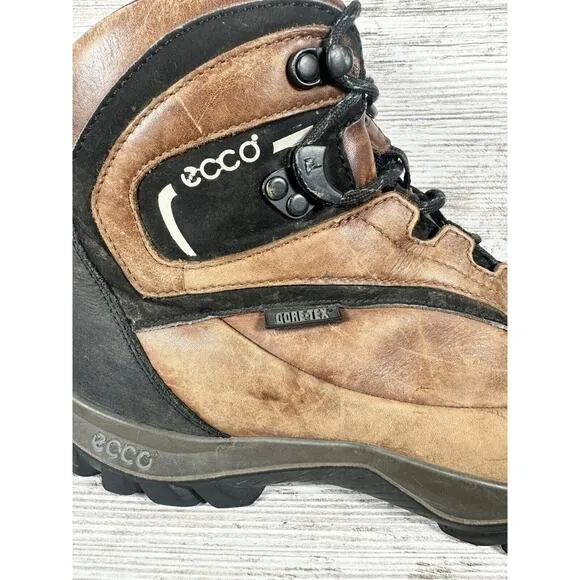 Men's ECCO GORE-TEX Brown Leather Hiking Boots Sz EUR 43/US 9