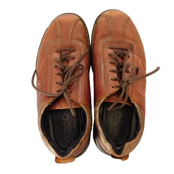Men's Ecco Light Oxfords Shoes Size EU 40 US 6 6.5 Brown Leather Shock Point