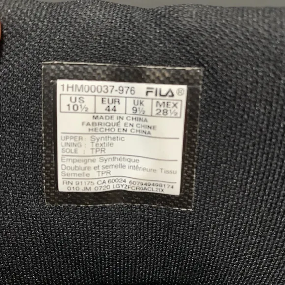 Men's Fila Boots Size 10.5 Black