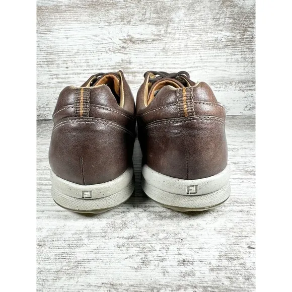Men’s Footjoy FJ Versaluxe Spikeless Brown Leather Golf Shoes Sz 9M
