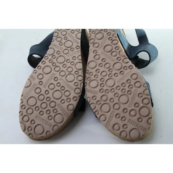 Mephisto LISSANDRA Wedge Sandals Shoes Leather Women's Navy Blue Sz 42 Us 12