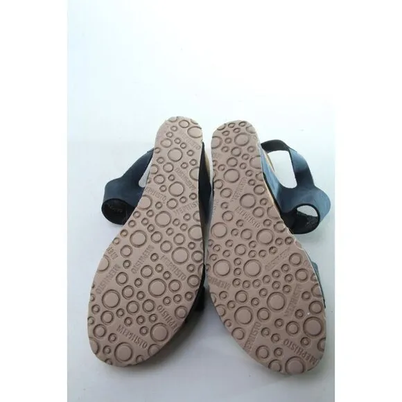Mephisto LISSANDRA Wedge Sandals Shoes Leather Women's Navy Blue Sz 42 Us 12