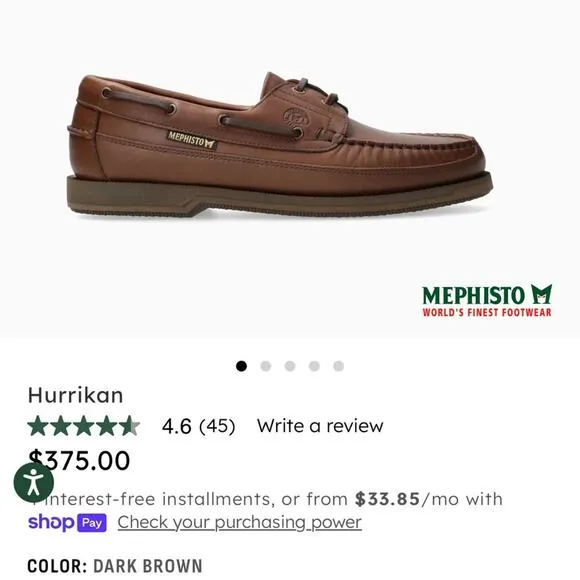 Mephisto Men’s leather dock leather shoes 8.5