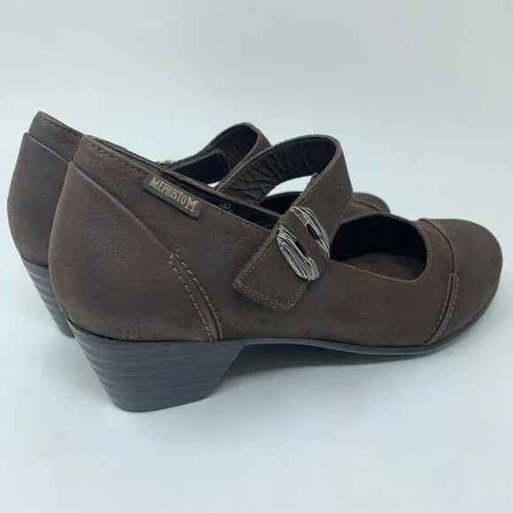 Mephisto Womens Mary Jane Shoes Brown Leather 10.5