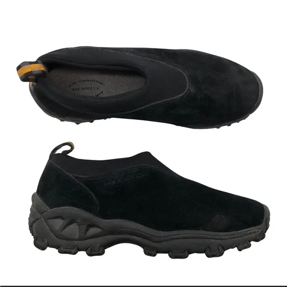 Merrell Black Suede Winter Moc slip ons. Size 9.5