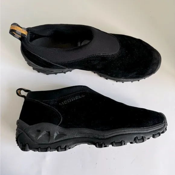 Merrell Black Suede Winter Moc slip ons. Size 9.5