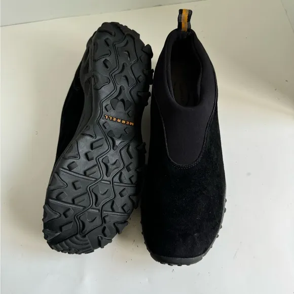 Merrell Black Suede Winter Moc slip ons. Size 9.5