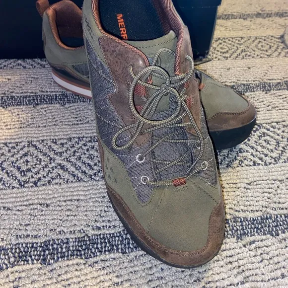 Merrell Burnt Rock Low Olive Green Hiking Lace Up Sneaker Size 13