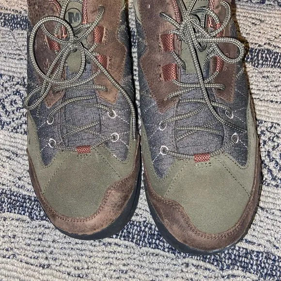 Merrell Burnt Rock Low Olive Green Hiking Lace Up Sneaker Size 13