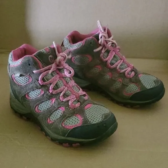 Merrell Hiking Shoes Boots Hilltop Ventilator Mid Pink Youth Size 3½ Women's 5.5