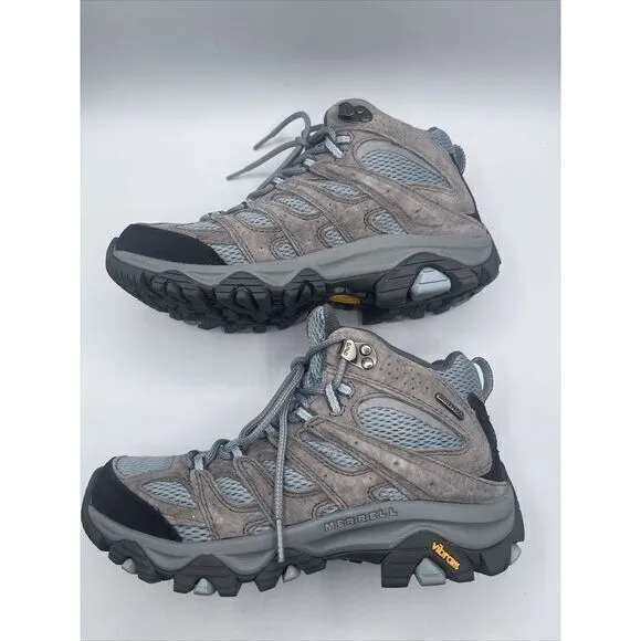 MERRELL MOAB 3 Women's Size 7W MID WATERPROOF‎ HIKING BOOTS Color  Grey/Blue