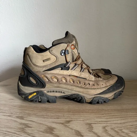 Merrell Pulse II Vibram Waterproof Hiking Boots Loden Taupe Mens Size‎ 10