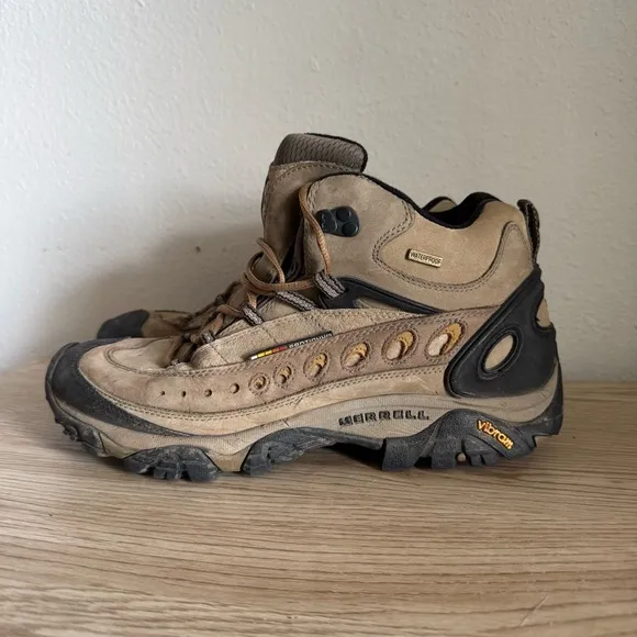 Merrell Pulse II Vibram Waterproof Hiking Boots Loden Taupe Mens Size‎ 10