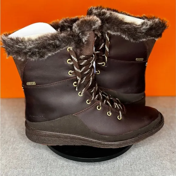 MERRELL Tremblant Ezra Lace UP Waterproof Ice Fur Boots Size 9.5