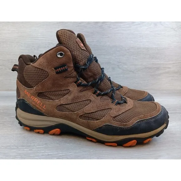 Merrell West Rim MID WP Men's Boots 11.5 Brown Leather Mesh Hiking Boots 036475
