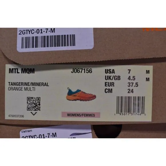 Merrell Womens Size 7 MTL MQM Tangerine Mineral Outdoors Hiking Shoes Sneakers