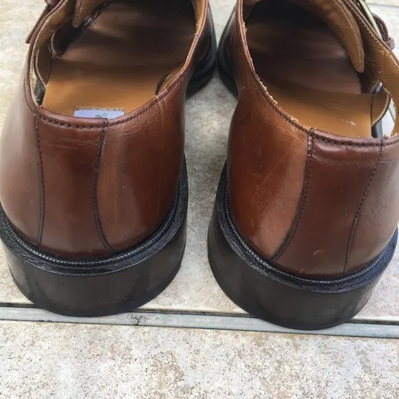 Mezlan brown leather buckle cut out shoes 8