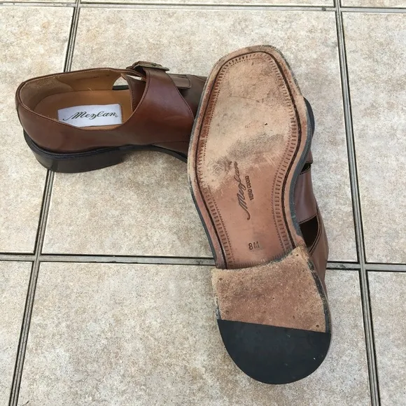 Mezlan brown leather buckle cut out shoes 8