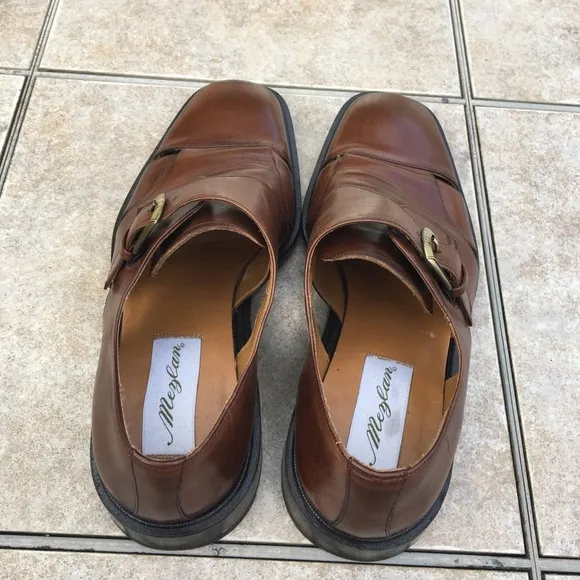 Mezlan brown leather buckle cut out shoes 8