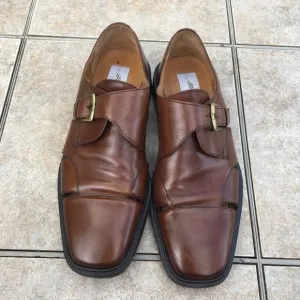 Mezlan brown leather buckle cut out shoes 8