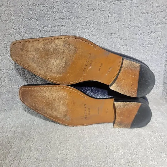 Mezlan Deerskin Men's 8.5 Navy Calf Skin Leather Slip On Casual Loafer Shoes
