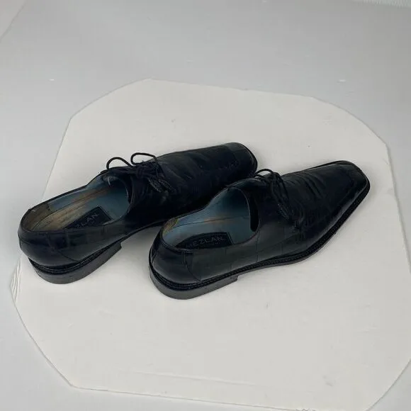 Mezlan Platinum  Black Leather Shoes Men's Size 12 M Lace Up