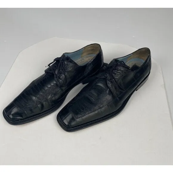 Mezlan Platinum  Black Leather Shoes Men's Size 12 M Lace Up