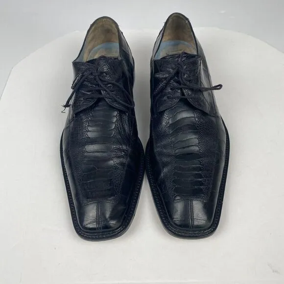 Mezlan Platinum  Black Leather Shoes Men's Size 12 M Lace Up