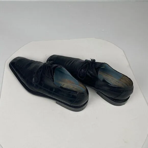 Mezlan Platinum  Black Leather Shoes Men's Size 12 M Lace Up