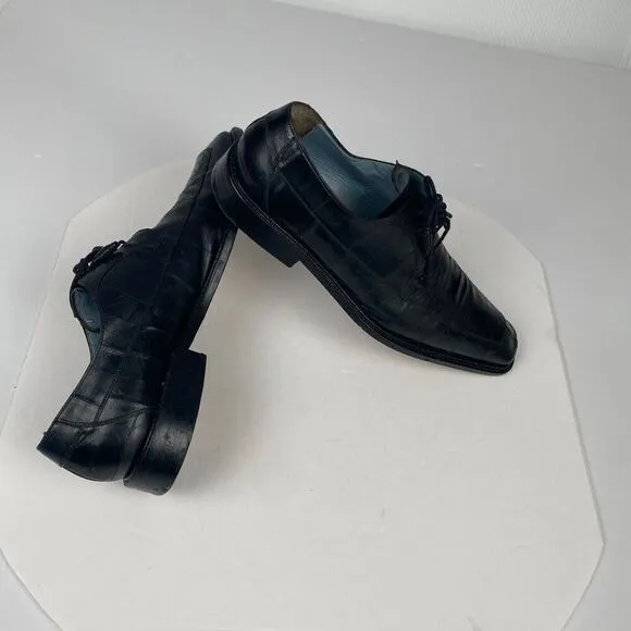 Mezlan Platinum  Black Leather Shoes Men's Size 12 M Lace Up