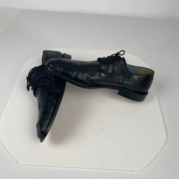 Mezlan Platinum  Black Leather Shoes Men's Size 12 M Lace Up